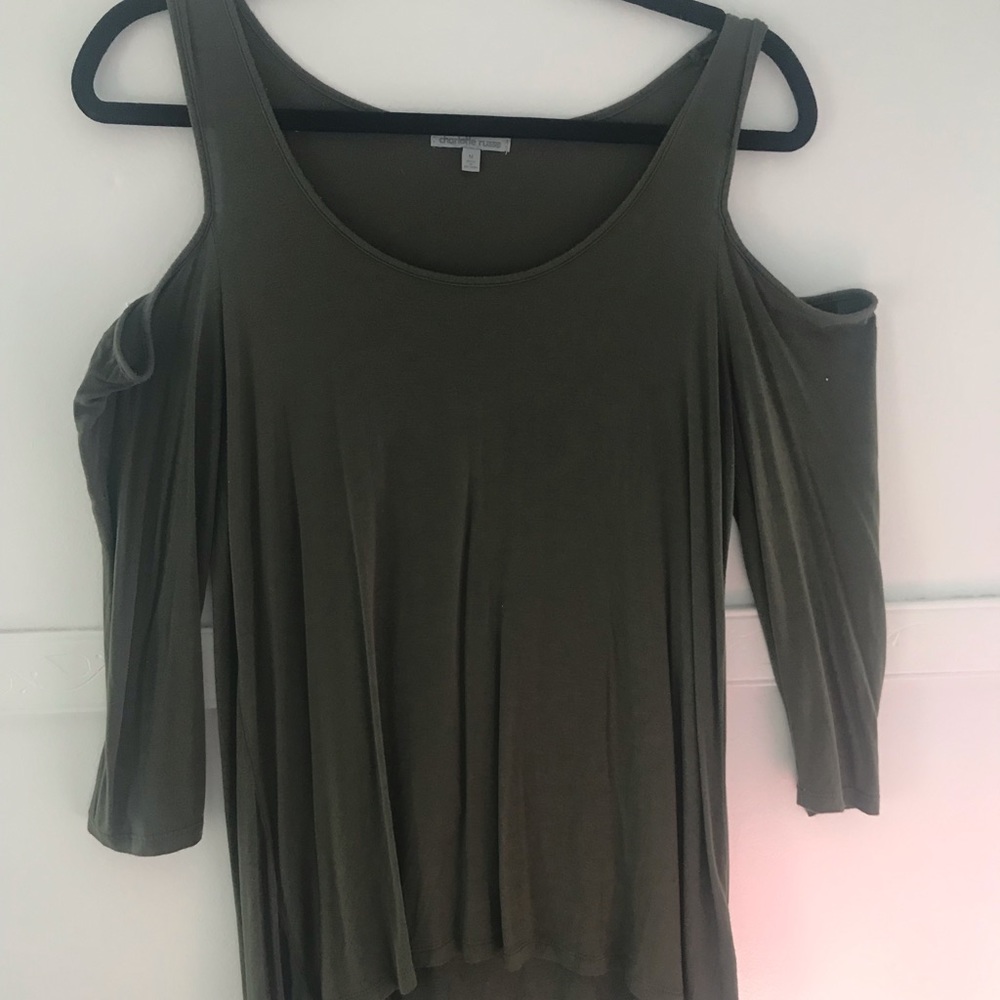Green Shoulder Cut Top